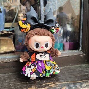 Disney Halloween Mickey Pumpkin Handmade Dress with Minnie Ears Labubu Outfit